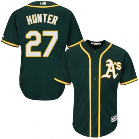 Men's Majestic Oakland Athletics #27 Catfish Hunter Replica Green Alternate 1 Cool Base MLB Jersey