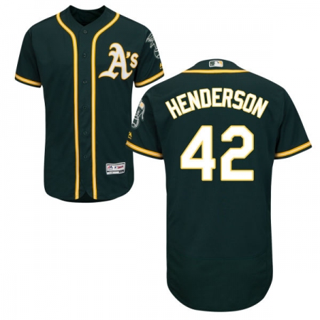 Men's Majestic Oakland Athletics #42 Dave Henderson Green Alternate Flex Base Authentic Collection MLB Jersey