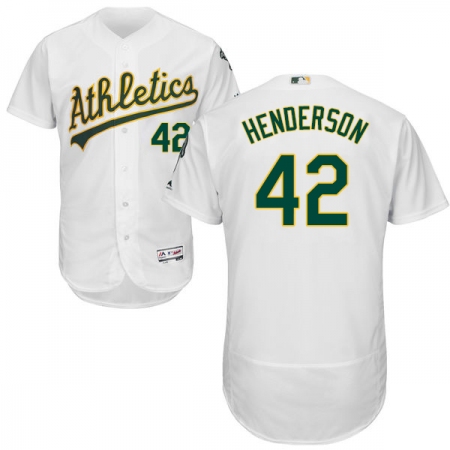 Men's Majestic Oakland Athletics #42 Dave Henderson White Home Flex Base Authentic Collection MLB Jersey