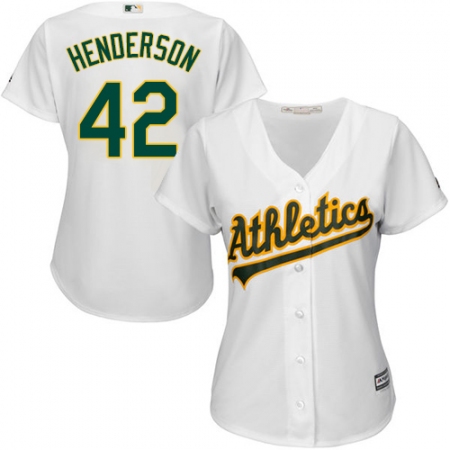 Women's Majestic Oakland Athletics #42 Dave Henderson Authentic White Home Cool Base MLB Jersey