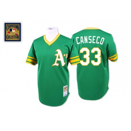 Men's Mitchell and Ness Oakland Athletics #33 Jose Canseco Authentic Green Throwback MLB Jersey