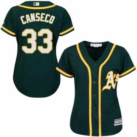 Women's Majestic Oakland Athletics #33 Jose Canseco Replica Green Alternate 1 Cool Base MLB Jersey
