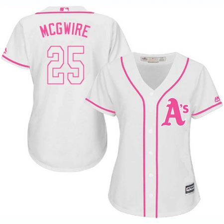 Women's Majestic Oakland Athletics #25 Mark McGwire Replica White Fashion Cool Base MLB Jersey