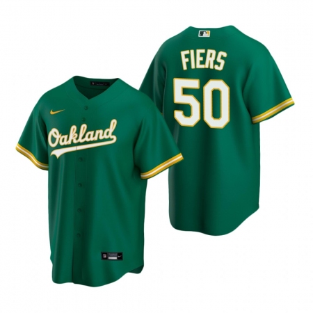 Men's Nike Oakland Athletics #50 Mike Fiers Green Alternate Stitched Baseball Jersey