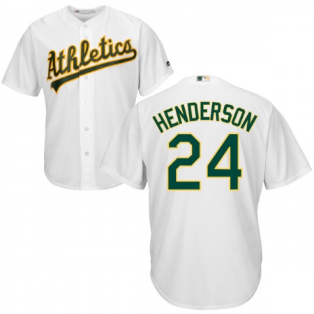 Youth Majestic Oakland Athletics #24 Rickey Henderson Replica White Home Cool Base MLB Jersey