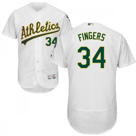 Men's Majestic Oakland Athletics #34 Rollie Fingers White Home Flex Base Authentic Collection MLB Jersey
