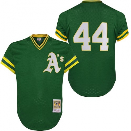 Men's Mitchell and Ness Oakland Athletics #34 Rollie Fingers Authentic Green Throwback MLB Jersey