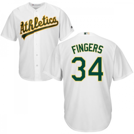 Youth Majestic Oakland Athletics #34 Rollie Fingers Authentic White Home Cool Base MLB Jersey