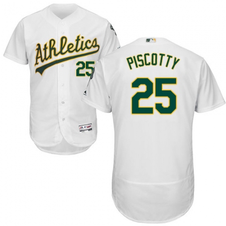 Men's Majestic Oakland Athletics #25 Stephen Piscotty White Home Flex Base Authentic Collection MLB Jersey