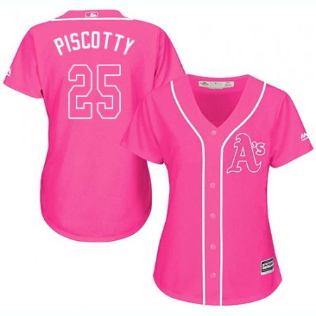 Women's Majestic Oakland Athletics #25 Stephen Piscotty Authentic Pink Fashion Cool Base MLB Jersey