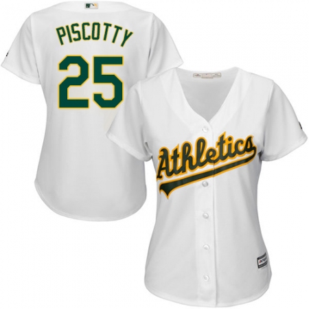 Women's Majestic Oakland Athletics #25 Stephen Piscotty Replica White Home Cool Base MLB Jersey