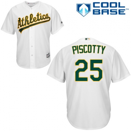 Youth Majestic Oakland Athletics #25 Stephen Piscotty Authentic White Home Cool Base MLB Jersey