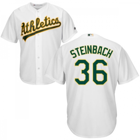 Youth Majestic Oakland Athletics #36 Terry Steinbach Authentic White Home Cool Base MLB Jersey